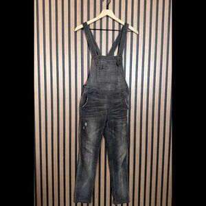Free People Jumpsuit 24 Womens Gray Stretch Cross Back Overalls Stone Wash